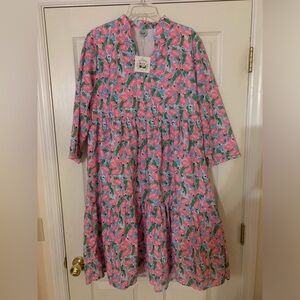 Floral Pink and Green Dress